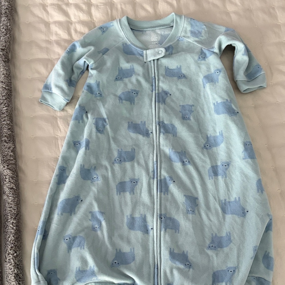 Light Blue Printed Baby Sleep Sack with Front Zipper